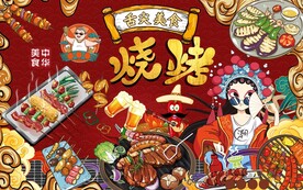 国潮特色烧烤工装背景图片