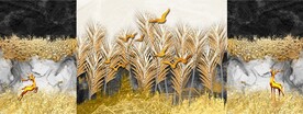 抽象麋鹿三联画
