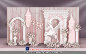 粉色婚礼迎宾区