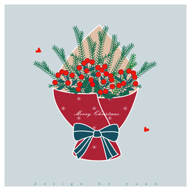 矢量圣诞花束插画