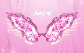 网红粉色翅膀背景墙