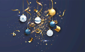 礼品和拉花、灯球、贺卡背景