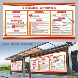 红色森林草原防火知识宣传栏展板