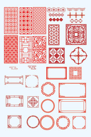 中式矢量花纹边框