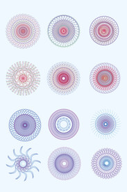 AI矢量圆形线条花纹