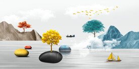 晶瓷画 抽象画 石头