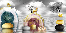 晶瓷画 抽象画 石头