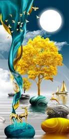 麋鹿发财树玄关