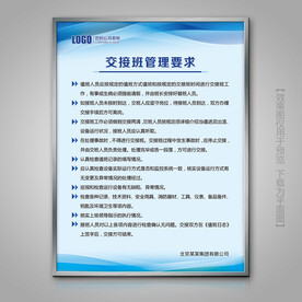 蓝色交接班管理要求海报挂画展板
