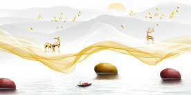 晶瓷画 抽象画 麋鹿