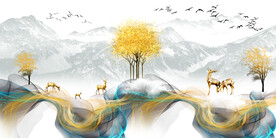 晶瓷画 新中式 麋鹿