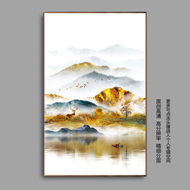 抽象金山麋鹿个性山水玄关装饰画