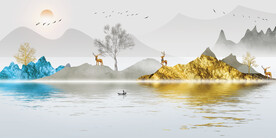 晶瓷画 抽象画 麋鹿