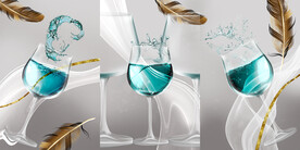 晶瓷画 红酒杯 羽毛