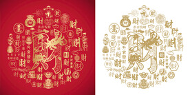 窗花财字财字底纹财字背景百财图