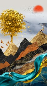 麋鹿发财树玄关