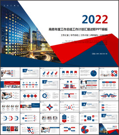 红色商务年终总结汇报PPT模板