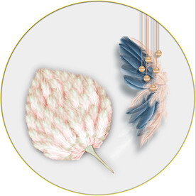 晶瓷画 羽毛 鱼