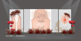 蓝粉色婚礼效果图 