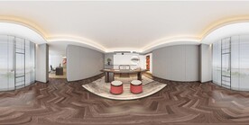 中式书房茶室全景效果图