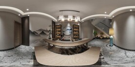 中式书房全景效果图