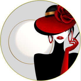 晶瓷画抽象画光影画红树帽子美女