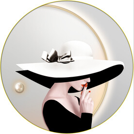 晶瓷画抽象画光影画黑色帽子美女