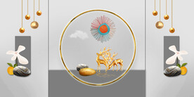 晶瓷画几何抽象图麋鹿