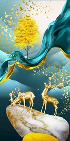 金色麋鹿发财树玄关