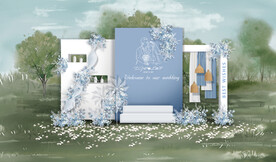 蓝白色户外迎宾区