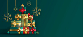 绿色圣诞节礼品盒背景
