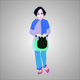 江南水乡苏式传统服饰妇女矢量图