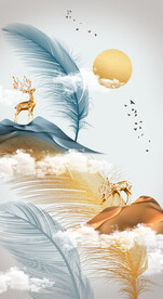 瓷晶画羽毛麋鹿