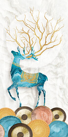 瓷晶画圆圈麋鹿