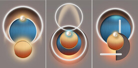 晶瓷画几何抽象图光影三联画