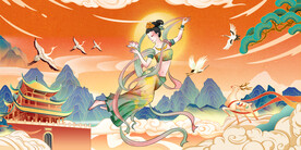 飞天敦煌插画背景