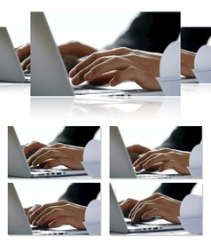 超清实拍特写商务人员敲打键盘视