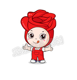 卡通玫瑰花宝贝矢量插图