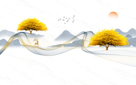 晶瓷画线条抽象画水墨山水画