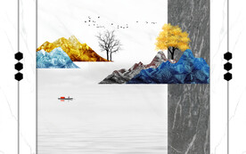 晶瓷画山水画电视背景墙