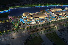 渔港小镇景观夜景亮化效果图