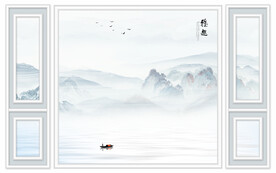 晶瓷画山水风景电视背景墙