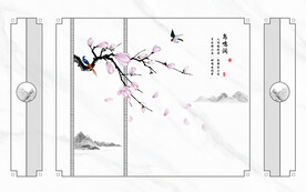 晶瓷画大理石电视背景墙兰花