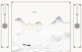 晶瓷画水墨山水电视背景墙