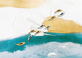 晶瓷画抽象画鱼群