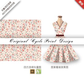 矢量抽象手绘樱花小碎花图案