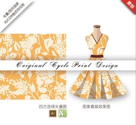 矢量抽象简约龙船花花卉图案