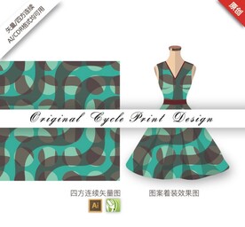 矢量简约抽象几何圆印花