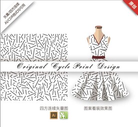 矢量抽象简约几何黑色无缝图案