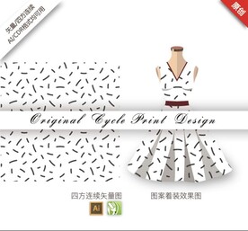 矢量抽象简约几何黑色无缝图案